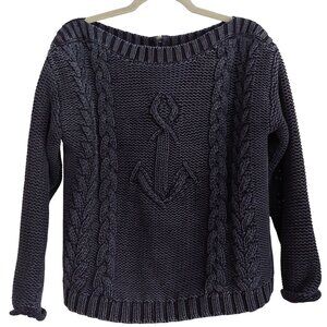 Sperry Top-Sider Anchor Knot Sweater Navy Cable-knit Nautical Coastal M